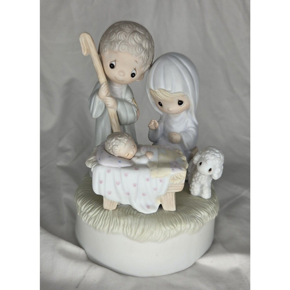 Vtg Precious Moments Nativity Scene Come Let Us Adore Him Musical Box E-2810